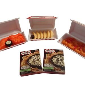 Lot 5 TGIF Take out food box - Shrimp Wanton Wings + 2 Atrichoke dip